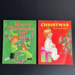 Artcraft Christmas Trace and Color Coloring Books Vintage 1950’s